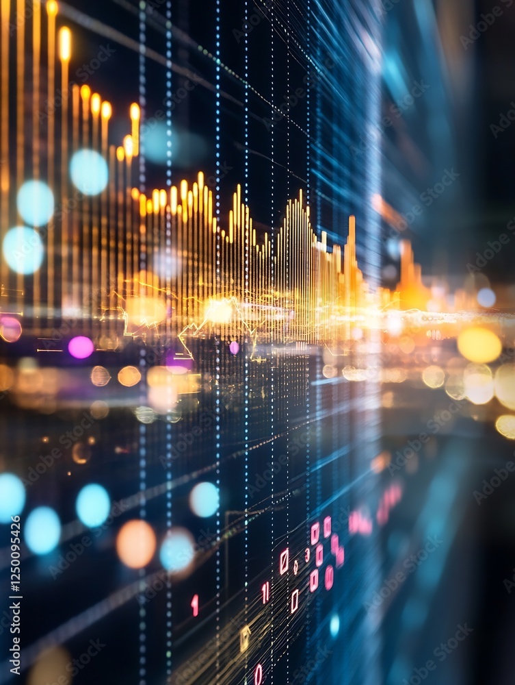 Fototapete Dynamic Stock Market Graph with Colorful Data Visualization and Digital Background : Generative AI
