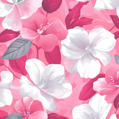 seamless pattern with pink flowers
