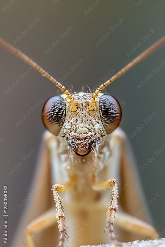 Poster Close up of an insect with large eyes capturing intricate details of its face showcasing nature's wonders : Generative AI