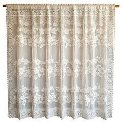 Elegant lace curtain with floral patterns, perfect for home decor. This delicate design adds touch of charm and sophistication to any room, enhancing natural light while providing privacy