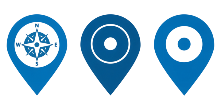 Blue location icon on white, location marker graphic, Cut Out