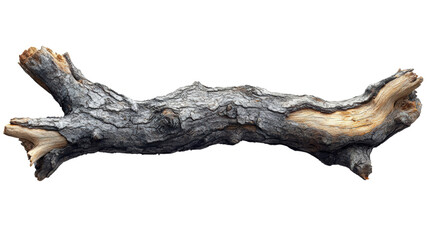 A rustic, weathered tree branch showcasing intricate textures and natural beauty, perfect for nature-themed designs and organic aesthetics.
