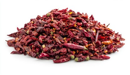Fototapeta premium Pile of Dried Chili Peppers Isolated on White