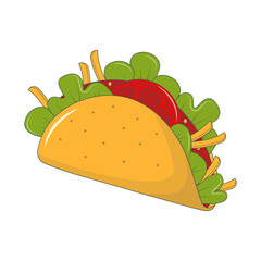 Cute Cartoon Junk Food Isolated on White Background. Vector Illustration.