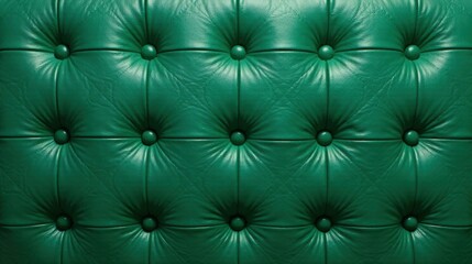 Fototapeta premium Deep Emerald Green Leather Upholstery Texture with Button Tufting Detail
