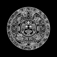 Aztec Mayan Calendar Symbol vector black and white