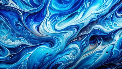 Obraz premium Abstract Blue Acrylic Fluid Art: Geometric Background for Poster & Banner Design