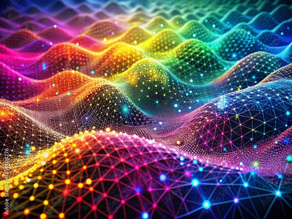 Poster abstract colorful wave pattern: network data communication background