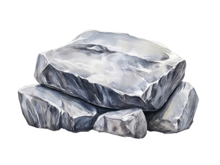 Fototapeta premium A collection of gray rocks beautifully arranged on a white isolated background, showcasing natural textures and shapes.