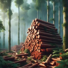 logs of red sandalwood in the forest