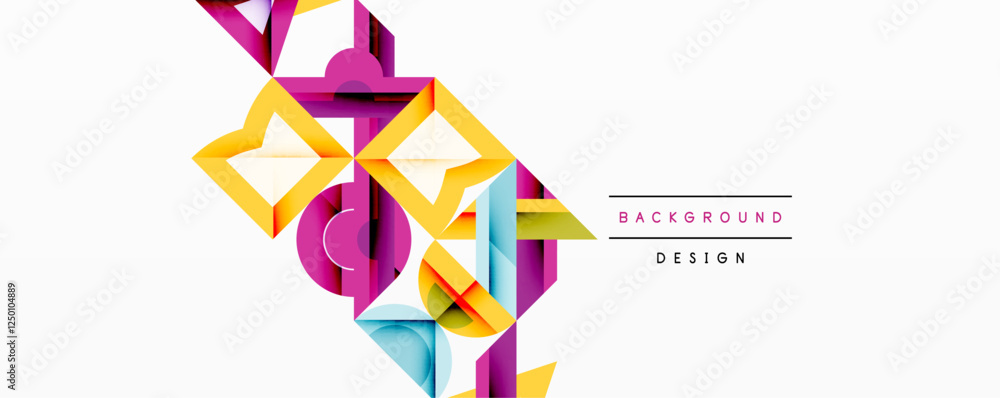 Poster Minimal geometric abstract background. Circle square and triangle design