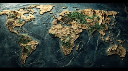 Relief World Map, Earth Terrain