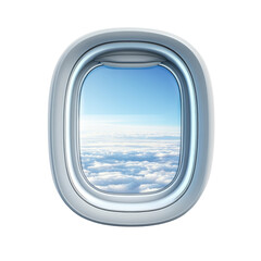 View from an airplane window, showcasing a beautiful sky and clouds, creating a sense of travel and adventure.