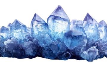 A stunning display of blue crystals showcasing intricate formations and vibrant colors. Perfect for backgrounds or scientific illustrations.