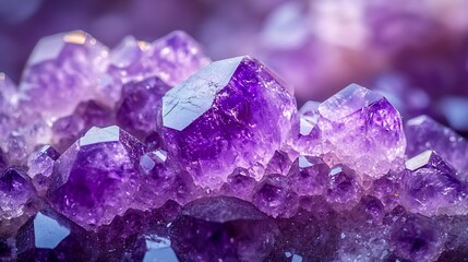 Fototapeta premium Radiant Amethyst Crystals Gleam Softly Purple Hues. AI Generated