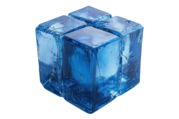A stunning display of blue ice cubes stacked creatively, perfect for enhancing cocktails or refreshing beverages in a visually appealing way.