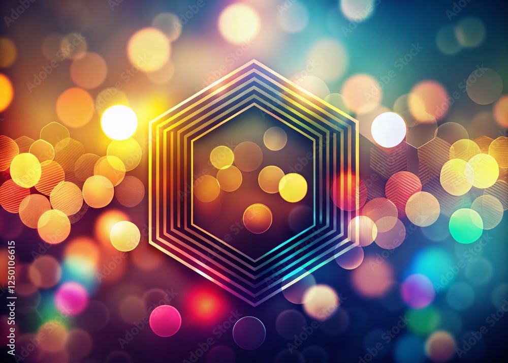 Poster abstract hexagon line art bokeh background - geometric design with soft focus