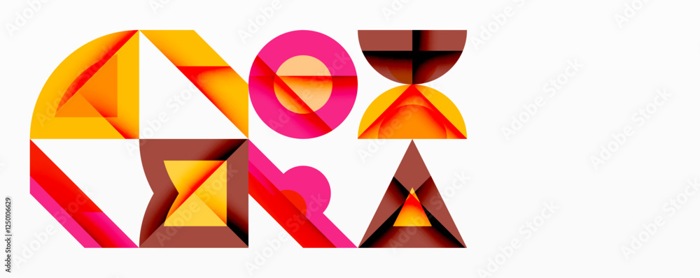 Poster minimal geometric abstract background. circle square and triangle design