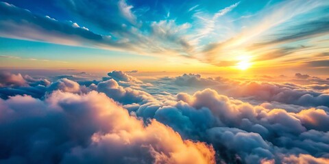Fototapeta premium Abstract Light Blue Gradient Aerial Photography Background