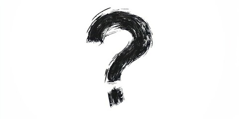 Black question mark is drawn on a white background
