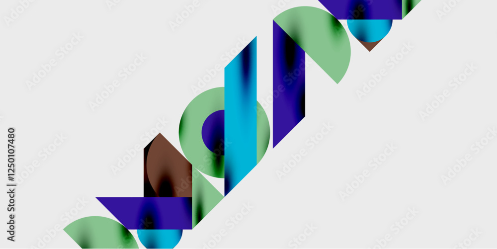 Poster modern abstract background featuring circles, lines, and triangles in a dynamic geometric compositio