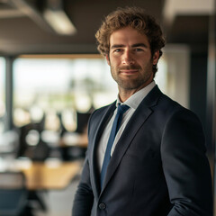 Fototapeta premium Business professional portrait office setting high-quality image modern environment close-up view confidence and leadership concept