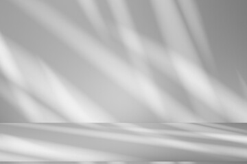 Wall interior background, studio and backdrops show products.with shadow from window color white and grey. background for text insertion and presentation product	
