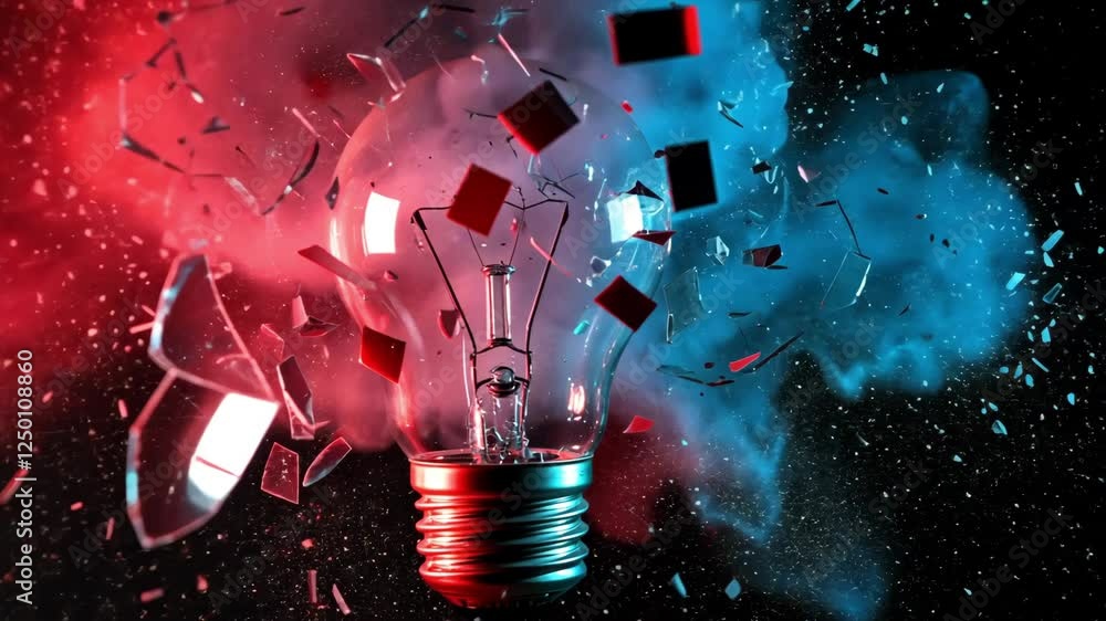 Poster exploding light bulb idea