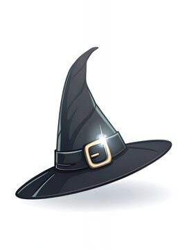 recommend clip art: Classic Witch Hat Halloween Costume Black Pointed Buckle Magic Fantasy Illustration