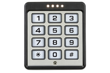 Numeric keypad with illuminated buttons isolated with transparent background