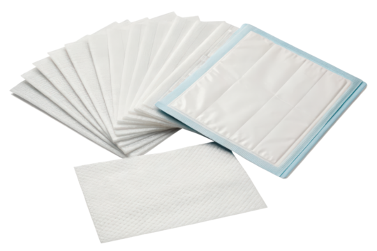 Set of white cleaning wipes and pads isolated with transparent background - Powered by Adobe