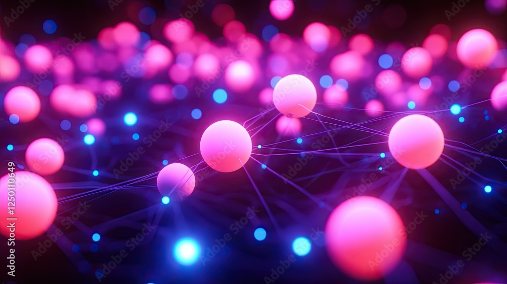 Poster colorful abstract representation of connecting spheres and lines