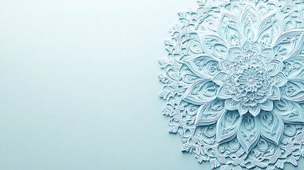 Intricate Paper Mandala Design On Light Blue Background