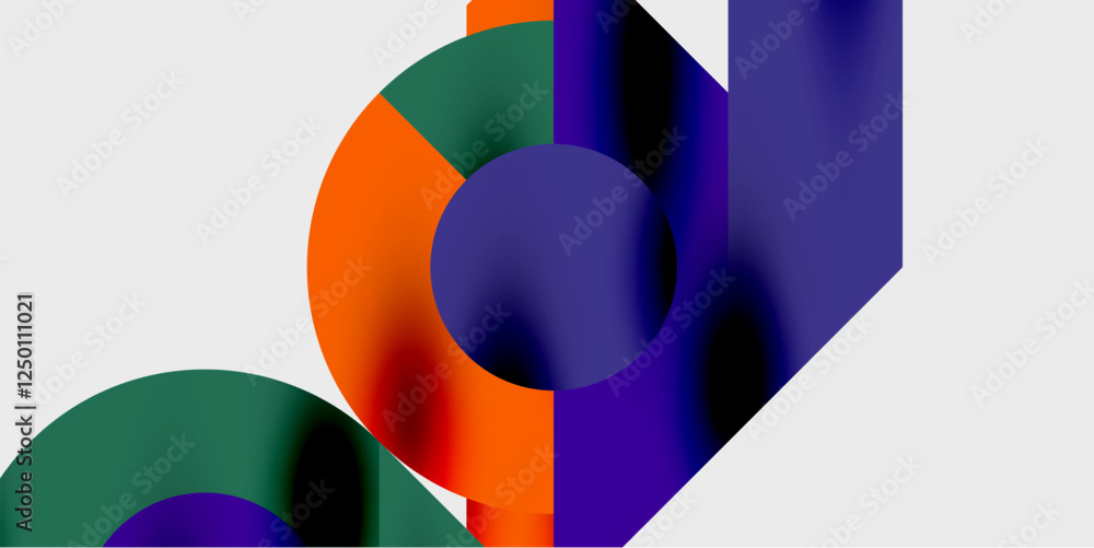 Fototapete modern abstract background featuring circles, lines, and triangles in a dynamic geometric compositio