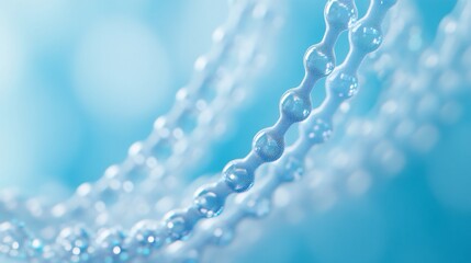Abstract blue chain of water droplets.