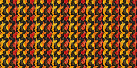 Abstract African art shapes seamless backgrounds, tribal geometric decoration patterns. Colored flat boho symbols illustrations	