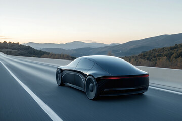 Fototapeta premium Sleek Vehicle on Open Road