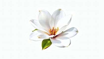 Exquisite Magnolia Flower in Full Bloom Against White Background