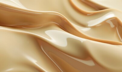 Fototapeta premium Beige Liquid Makeup Foundation with Glossy Texture and Smooth Surface Abstract Background