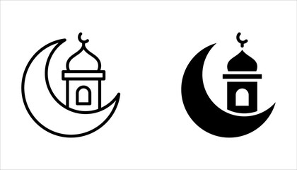 mosque icon set. mosque vector icon flat design. Symbol of a masjid sign on white background