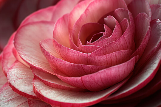 Close up of a pink rose flower blooming beautifully, showcasing delicate petals and vibrant color against a blurred green background. - Powered by Adobe