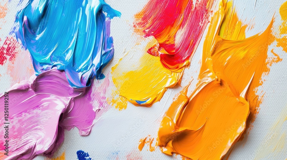 Poster vibrant strokes of paint on a canvas creating artistic expression