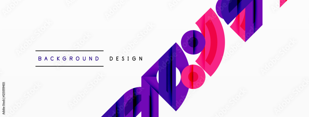 Aufkleber Abstract geometric background with shapes, featuring circular and rounded elements. Bold contrast, smooth gradients, dynamic composition, futuristic style