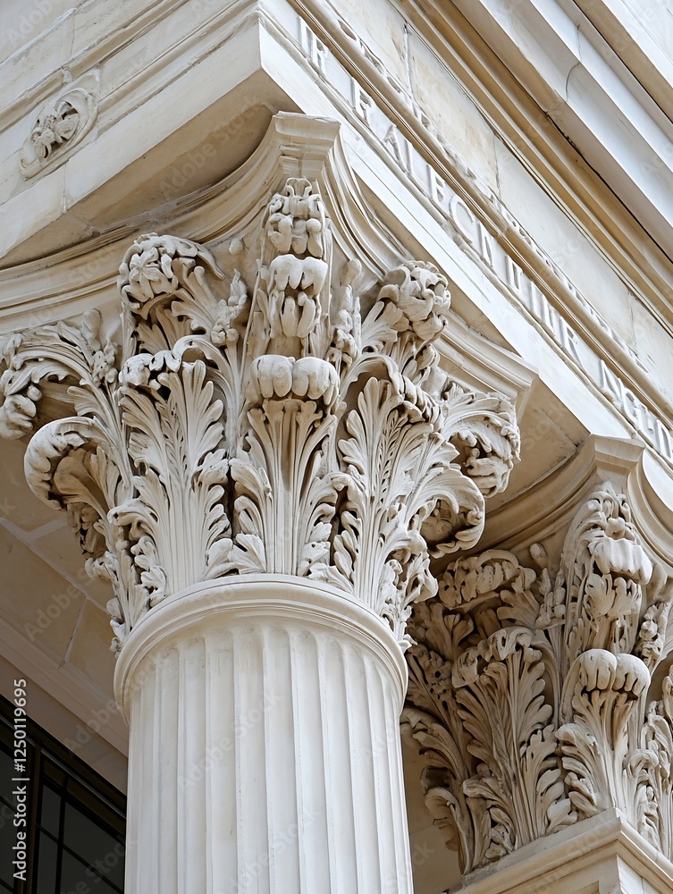 Aufkleber Ornate architectural columns with intricate carvings and details showcasing classical design : Generative AI