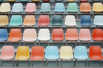 Fototapeta premium Rows of colorful chairs