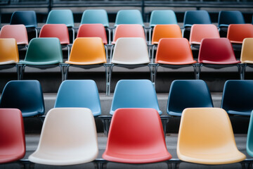 Obraz premium Colorful seating arrangement in tiered formation.