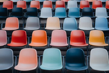 Obraz premium Colorful Array of Empty Seats