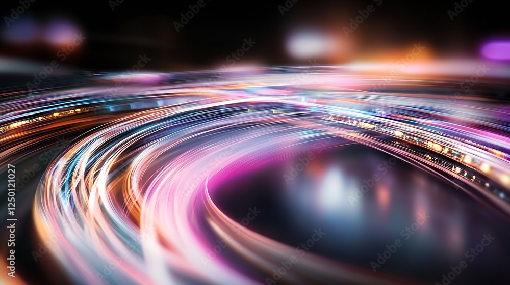 Leinwandbilder abstract colorful light trails creating a dynamic motion effect : generative ai