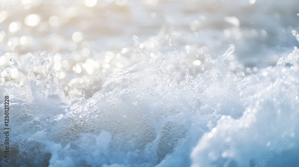 Aufkleber Dynamic Ocean Wave Splashing with Glittering Drops of Water Reflecting the Soft Sunlight : Generative AI
