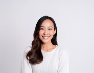 Fototapeta premium head shoot happy asian woman isolated on white